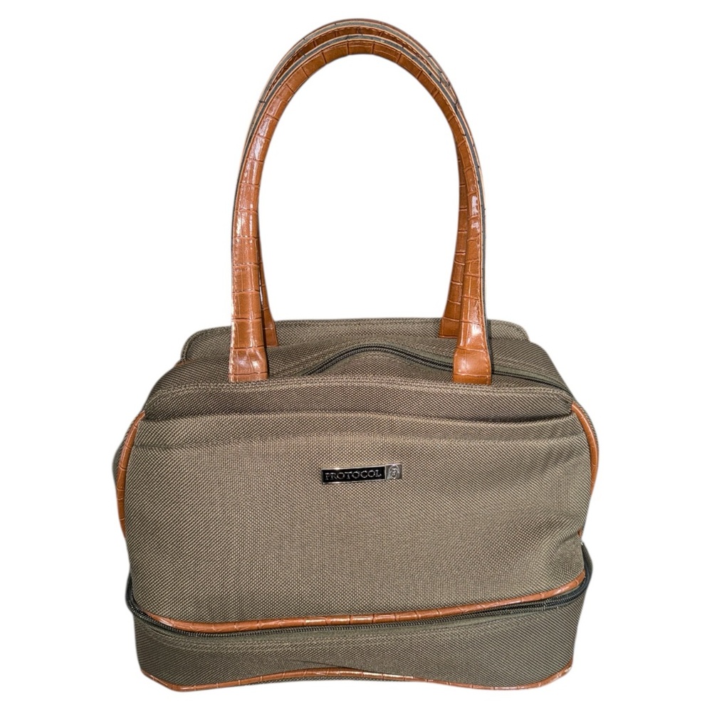 Protocol Travel Tote Bag Canvas Carry On Bottom Zip Compartment Top‎ Handle